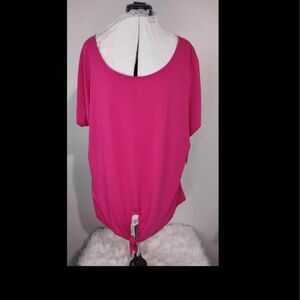 Blouse NWT 1X Ultra Teeze Pink Peek Thru Shoulder pit-pit=26” length=28” C2879